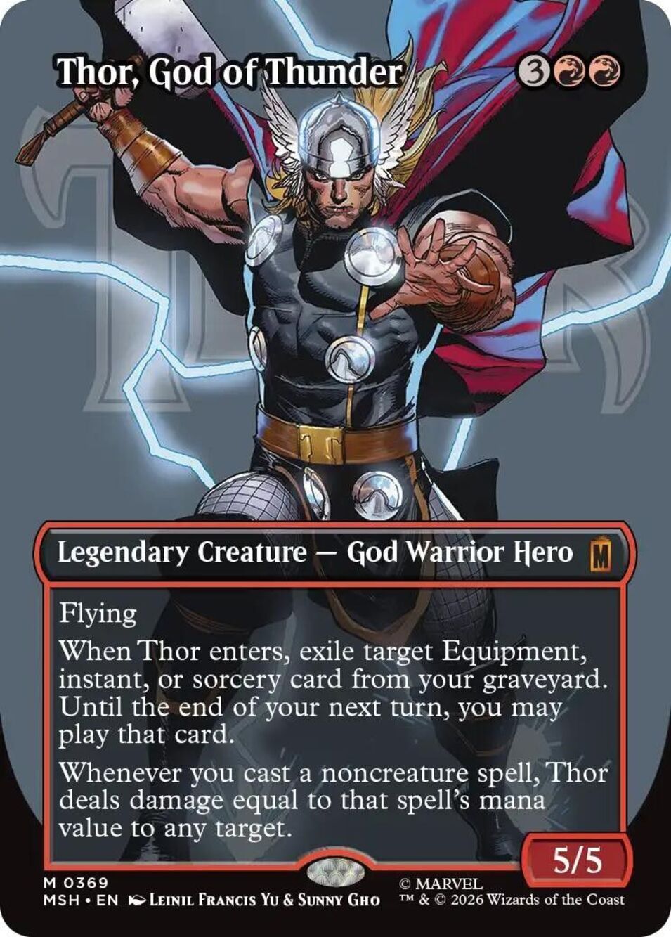 Thor, God of Thunder (Borderless) (0369) | MSH | 369 | NM/Mythic | 085-MIX